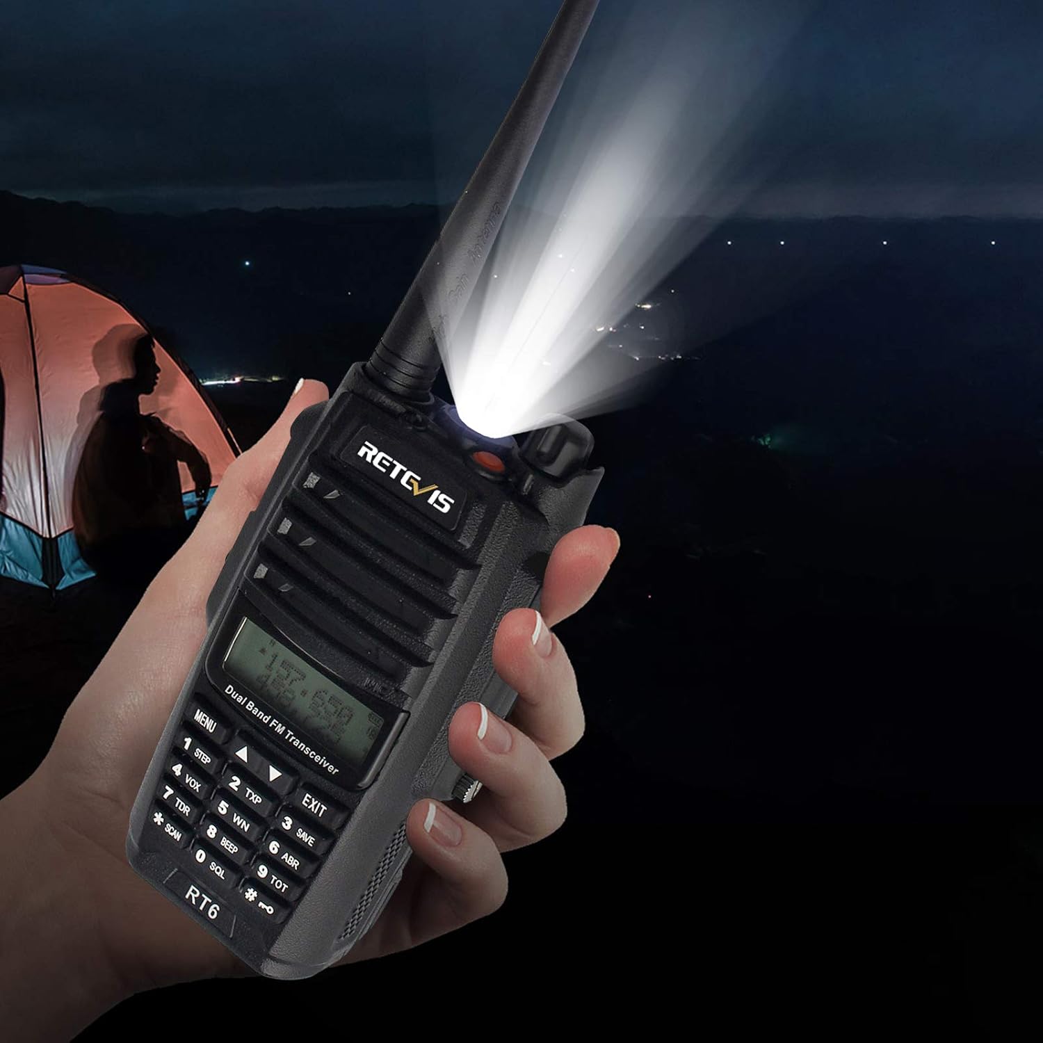 Retevis RT6 Waterproof Dual Band Radio,Walkie Talkies Adults,Flashlight,VOX