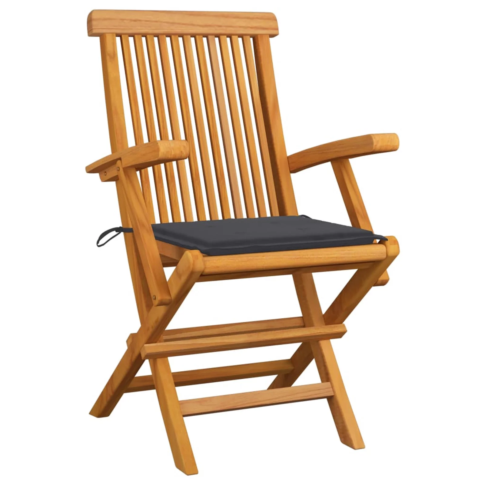 Dcenta 2 Piece Folding Garden Chairs with Cushion Teak Wood Outdoor Dining Chair for Patio, Backyard, Poolside