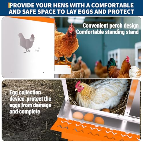Garvee Chicken Nesting Box with Removable Tray, 8 Compartment Nesting Boxes for Chickens, Easy to Clean and Install