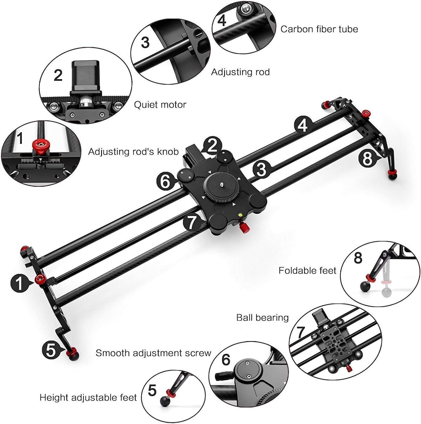 Camera Slider Track Dolly Slider Rail System with Motorized Time Lapse and Video Shot Follow Focus Shot and 120 Degree Panoramic Shooting 31 80cm