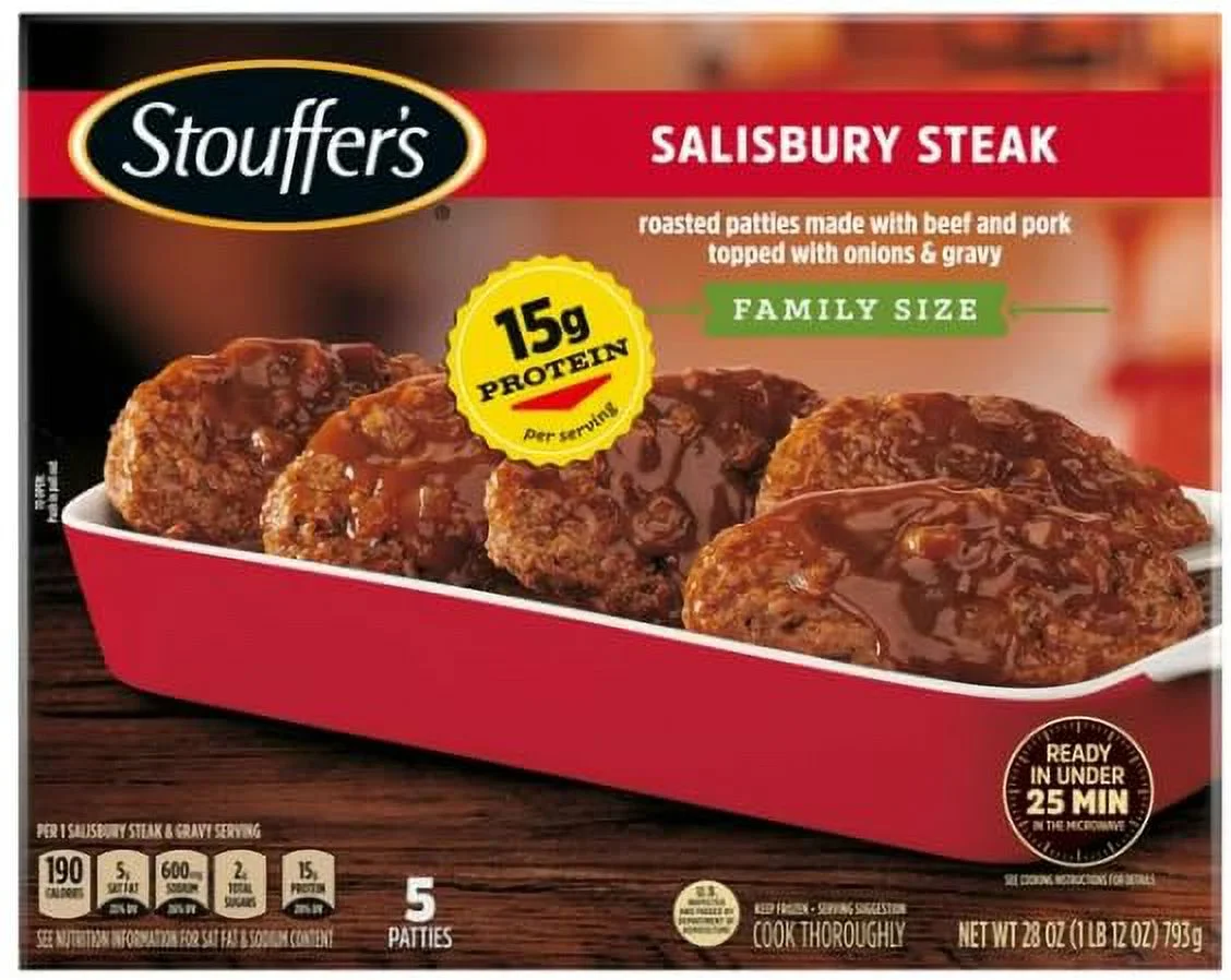 Stouffer's Salisbury Steak Family Size Frozen Meal, 28 oz - Pack of 6