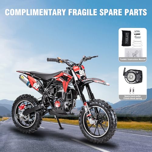 40cc 4-Stroke Dirt Bike for Kids, Gas Powered Off Road Motorcycle Mini Bikes with Speeds up to 25 MPH for Uphill and Off-Road Conditions Pull Start