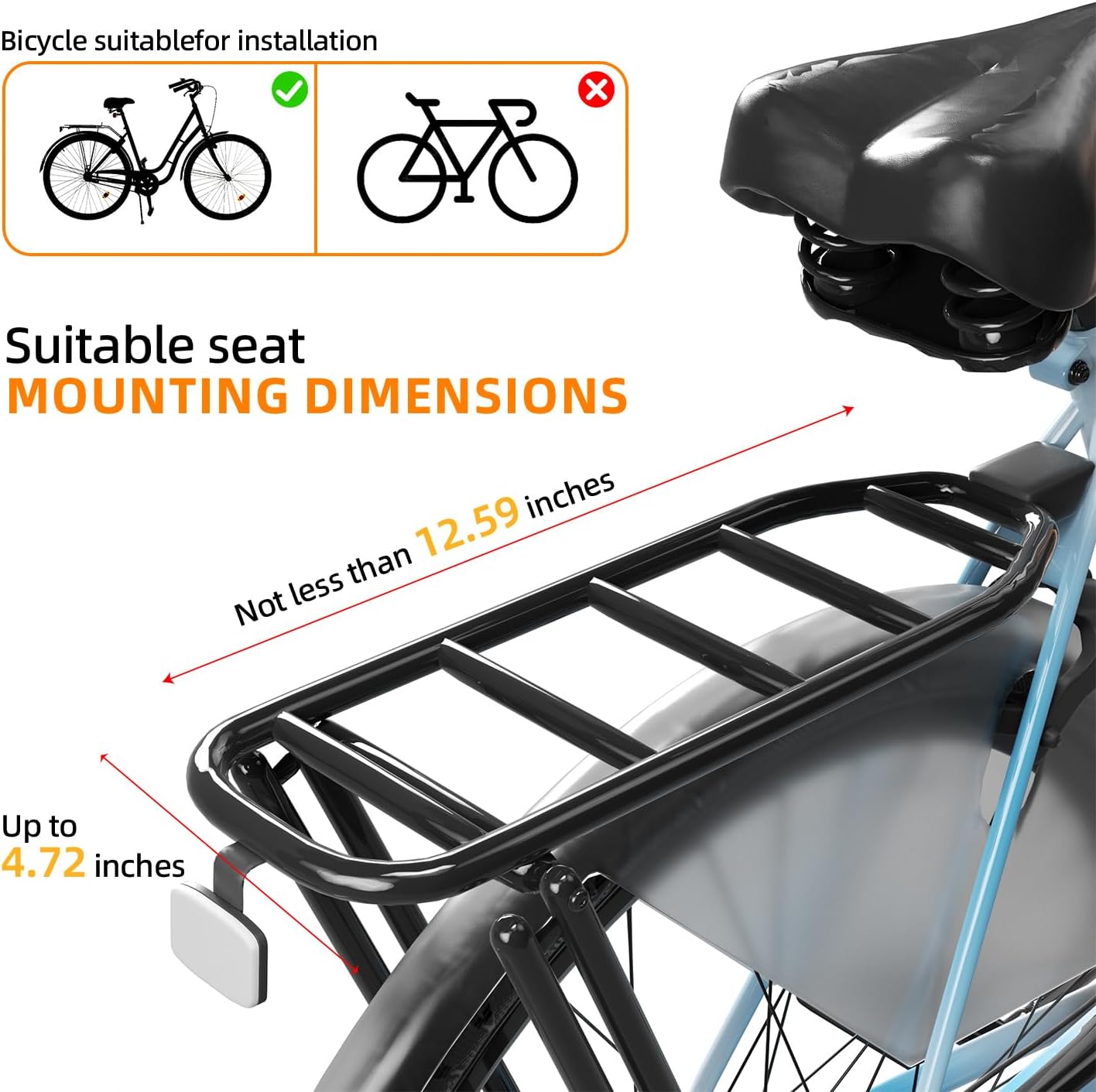 Rear Child Bike Seat,Rear Mounted Child Bike Seats,Back Mount Child Seat with Back Rest Armrest Foot Pedals,Width Adjustable Bicycle Rear Seat