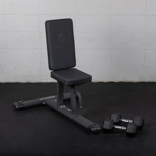 Titan Fitness Seated Stationary Bench, Rated 330 LB, Ergonomic Angled Back, Comfortable HeftyGrip Padding, Front Handle