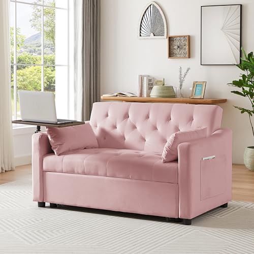 68.11" Corduroy Sleeper Chair Bed with USB Port, Cup Holders & Side Storage Pockets – 3-in-1 Foldable Sofa Bed for Guest Room, Living Room – White