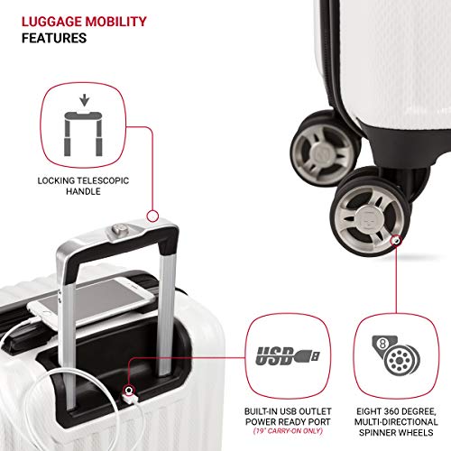 SwissGear 7272 Energie Expandable Hardside Luggage with Spinner Wheels and TSA Lock, Gunmetal, Carry-On 19-Inch
