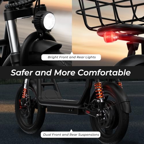 iScooter Electric Scooter with Seat, 37/21 Miles Long Range & 28/19/15.6 MPH Top Speed, 14"/12"/10" Pneumatic Tire