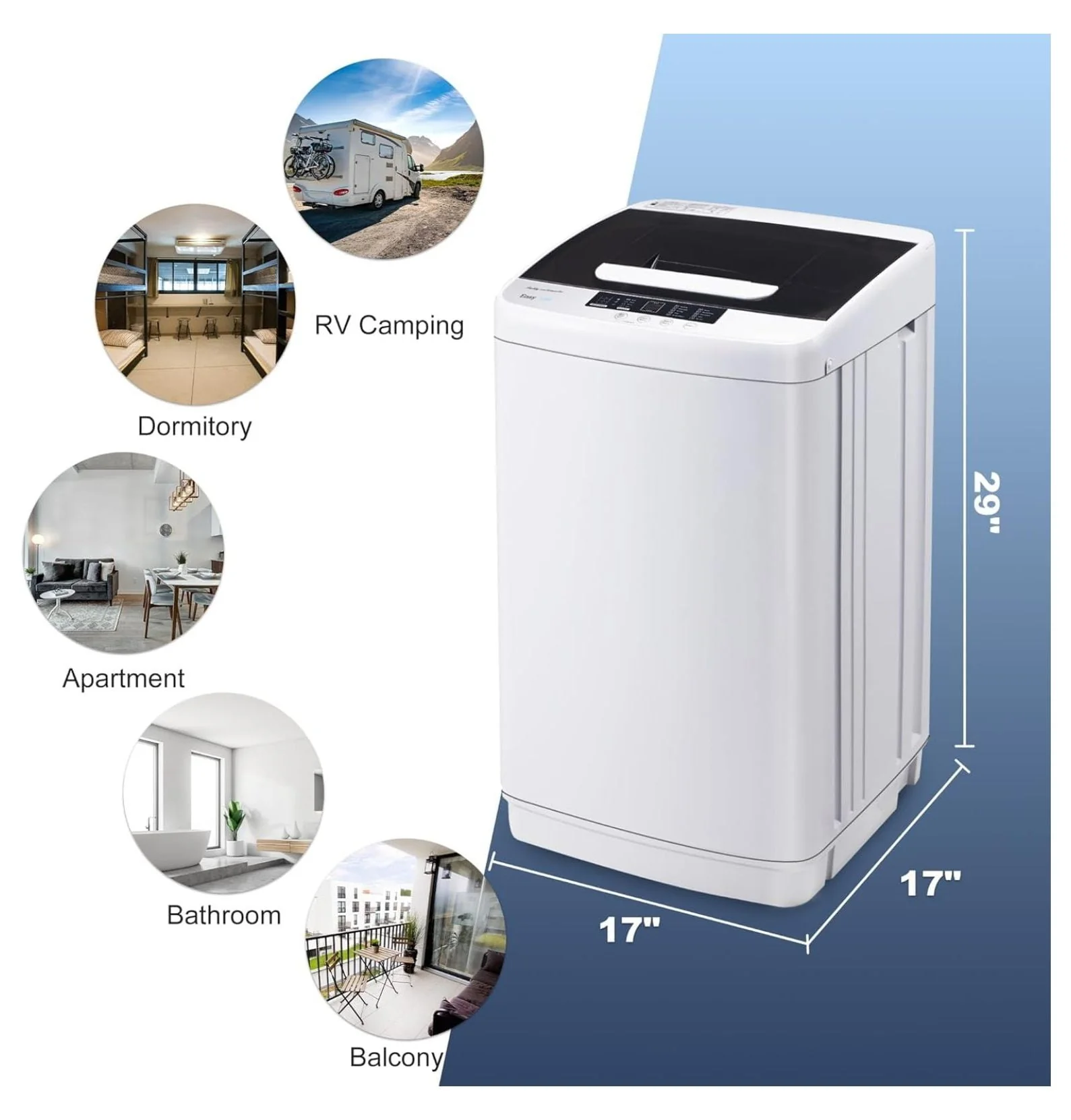 1.34 Cu.Ft Full Automatic Washer and Dryer Combo with Drain Pump, Portable Washing Machine, 10 Wash Program, LED Display