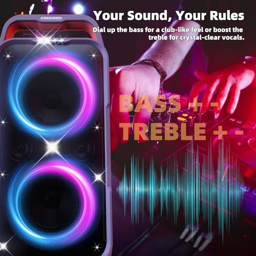 Portable Bluetooth Speaker: 240W Peak Powerful Loud Sound Deep Bass Wireless Boombox Large Subwoofer 15 Hours Battery Life Fast Charging with Led