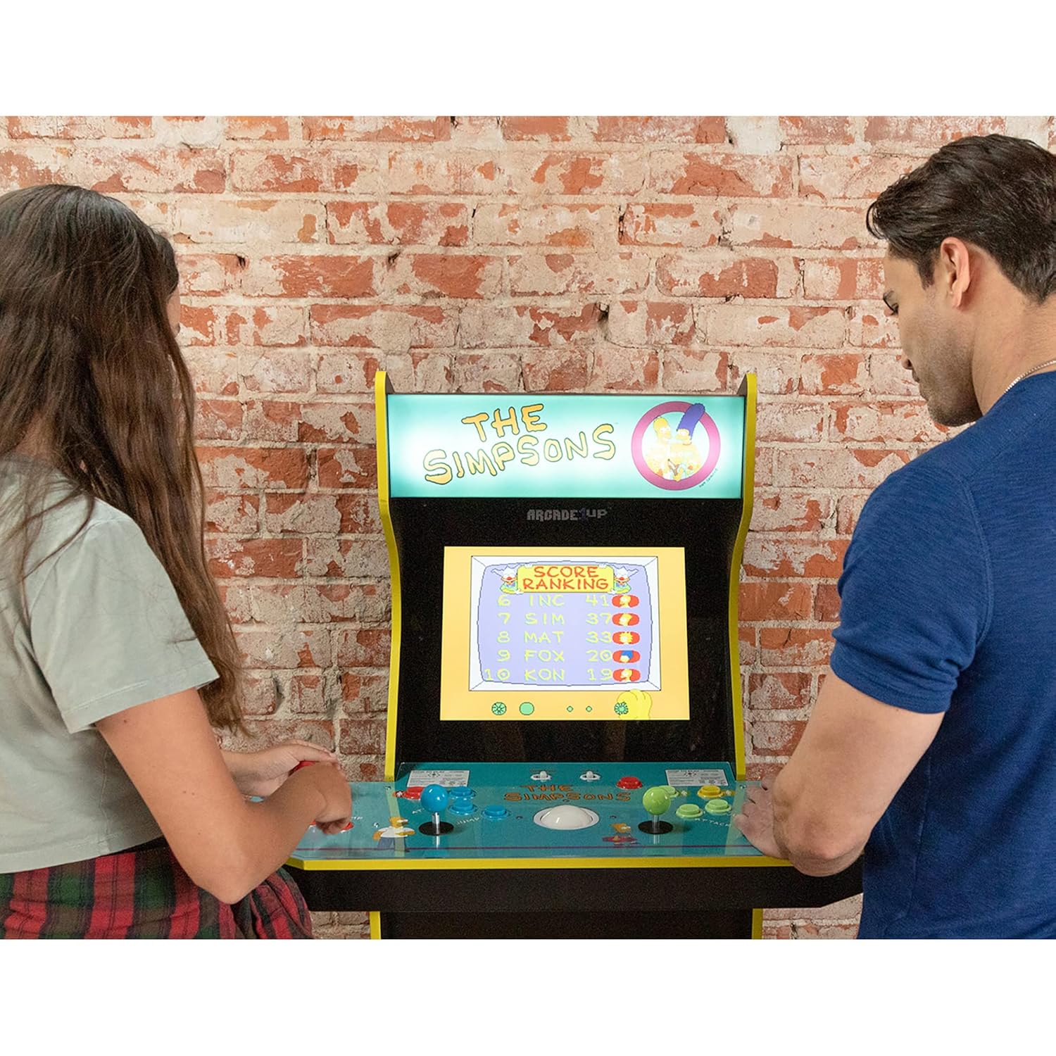 Arcade1Up The Simpsons Arcade Machine, 4-Foot — 4 Player Arcade Game Machine for Home, Live WiFi Enabled — Includes Custom Arcade Game Riser