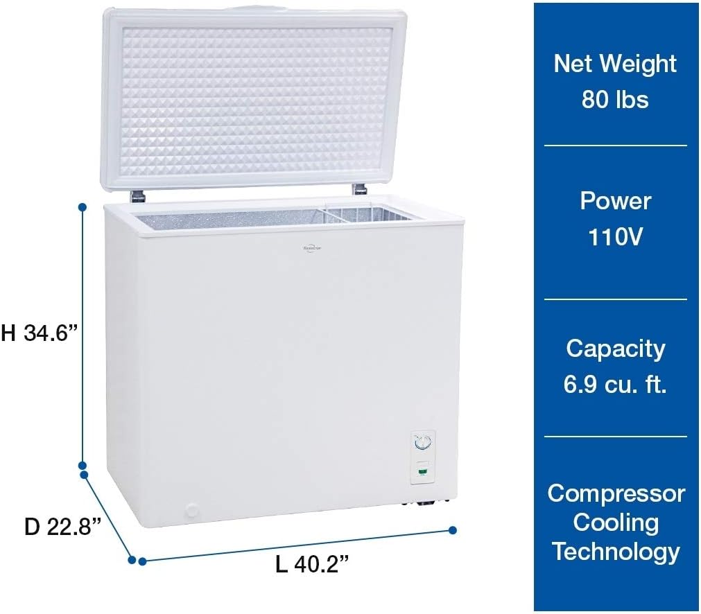 Koolatron KTCF195 Compact Top-Opening Chest, Mini Freezer with 7.0 Cubic Feet Capacity-Ideal for Home, Apartment, Condo, Cabin, Basement, Garage-White