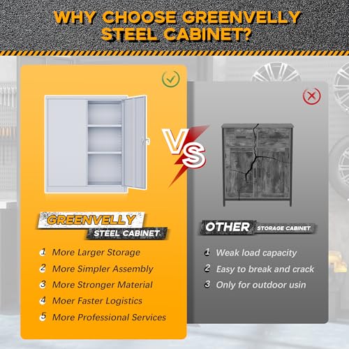 Greenvelly Metal Storage Cabinet, 72" Black Locking Storage Cabinets with Doors and 4 Shelves, Metal Cabinet for Garage Home Office, Classroom