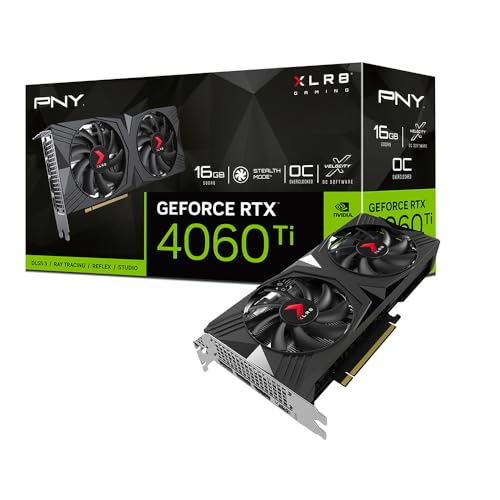 PNY GeForce RTX&trade; 4060 Ti 8GB Verto&trade; OC Dual Fan Graphics Card DLSS 3 (128-bit, PCIe 4.0, GDDR6, HDMI/DisplayPort, Supports 4k, 2 Slot)