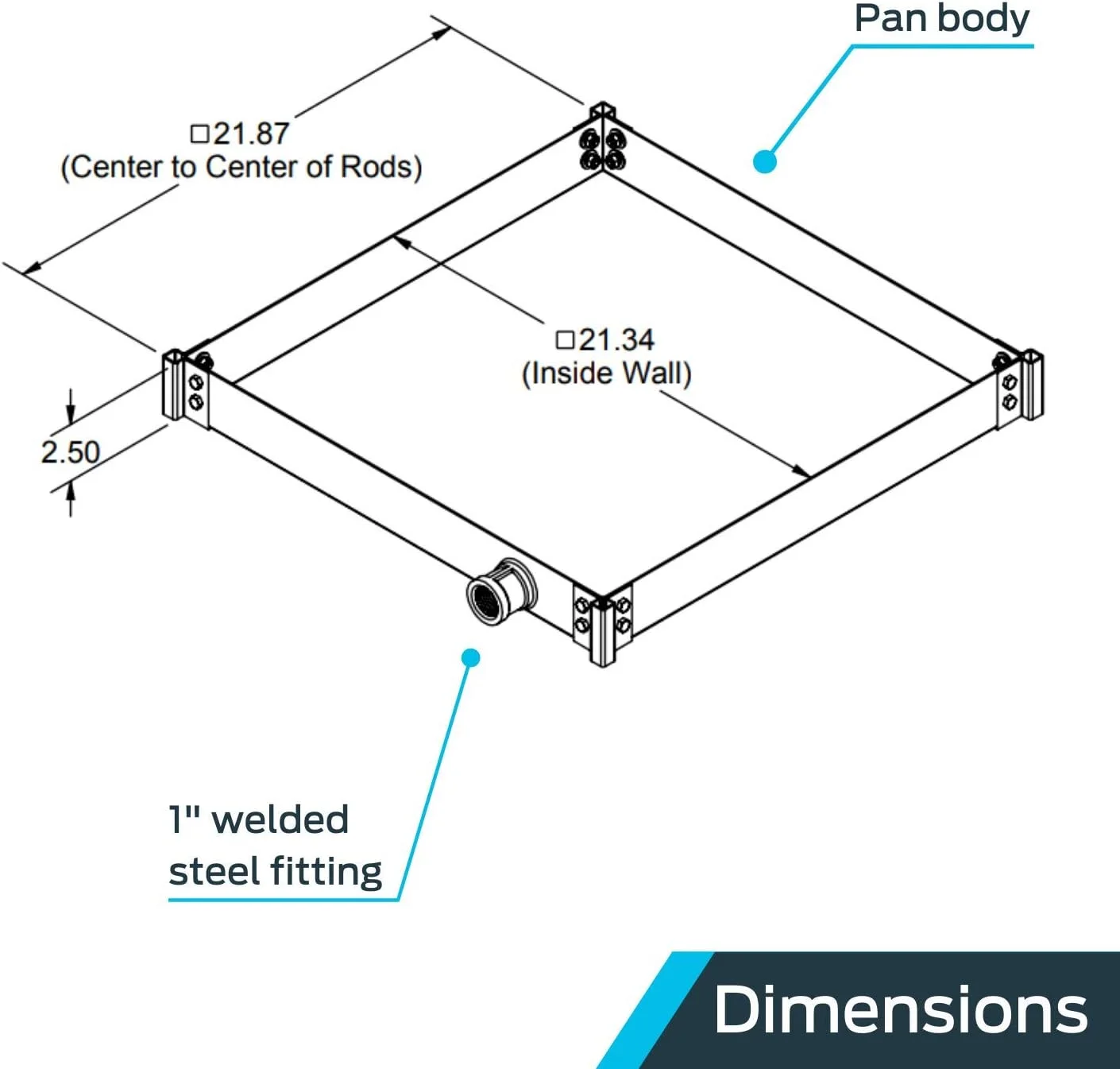 Quickstand Ceiling Mounted Water Heater Platform With Steel Drain, Up To 20 Gallons, Hanging, 40-SWHP-M
