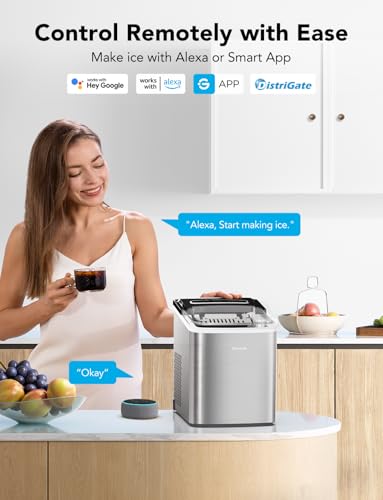 GoveeLife Smart Ice Maker Machine Countertop with Self Cleaning, Voice Remote, 26lbs in 24Hrs, 9 Ice Cubes in 6 Minutes 3 Sizes
