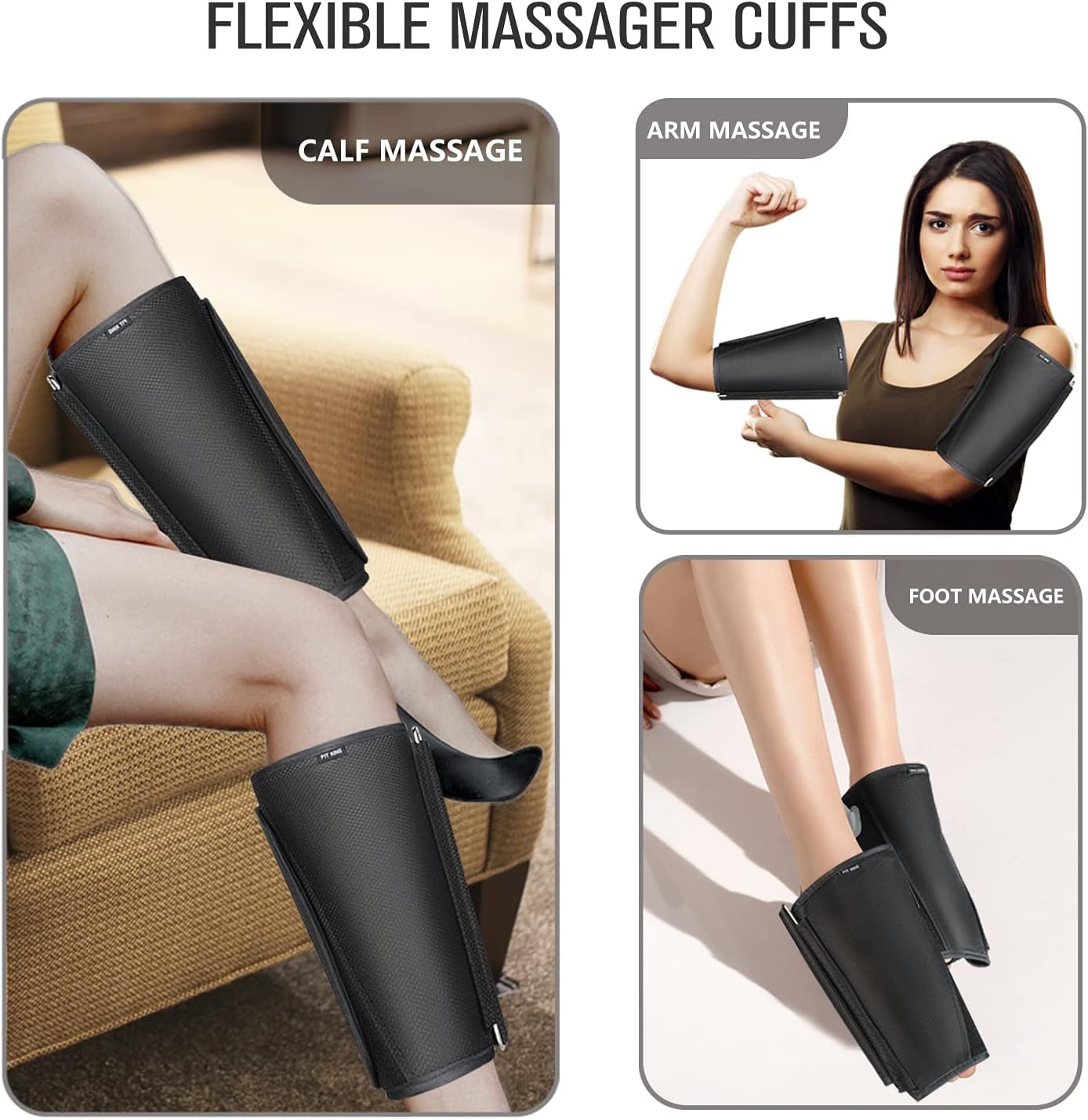 FIT KING Leg Massager for Circulation and Muscle Relaxation, Air Compression Calf Massager for Edema and RLS with 2 Modes 3 Intensities FT-008A
