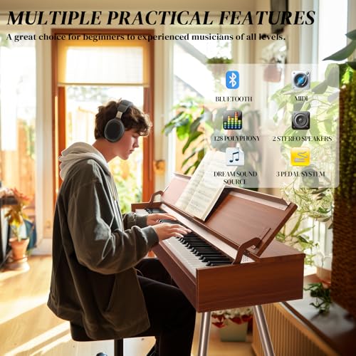 Ktaxon 88 Key Weighted Keyboard Piano Digital Piano with Dream Sound Chip, MIDI/USB Connectivity, Works with Music Software Includes Headphones