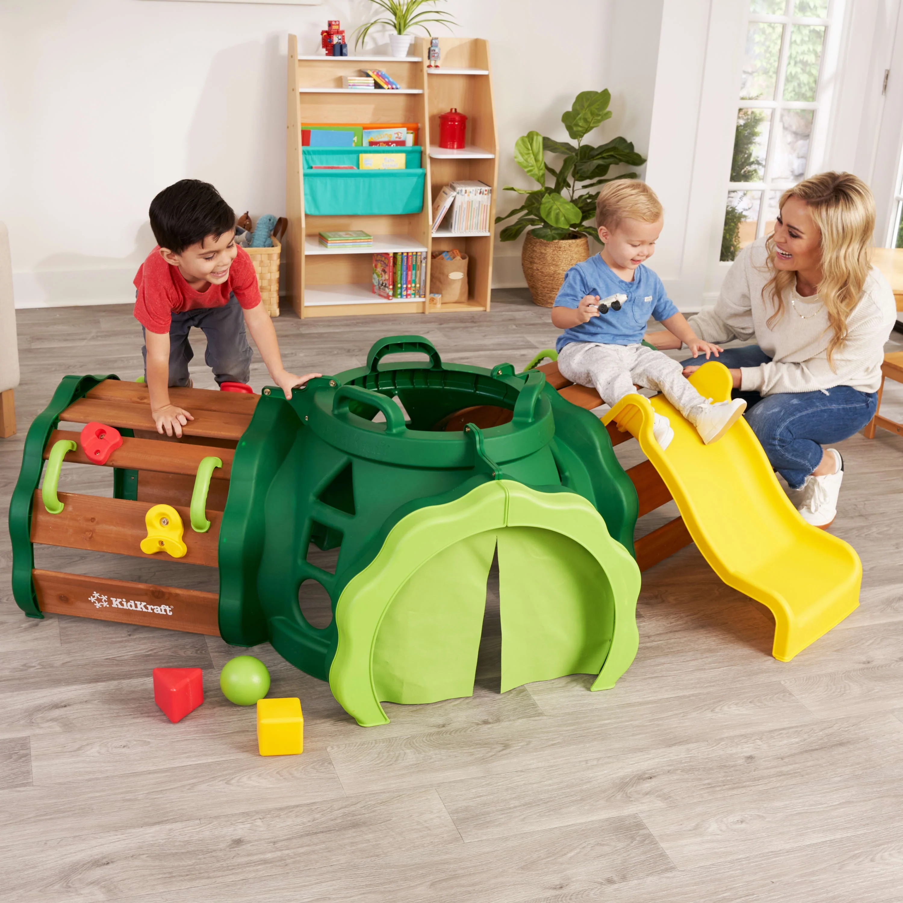 KidKraft Hideout Hollow Toddler Climber with Slide and Peek-a-Book Flap