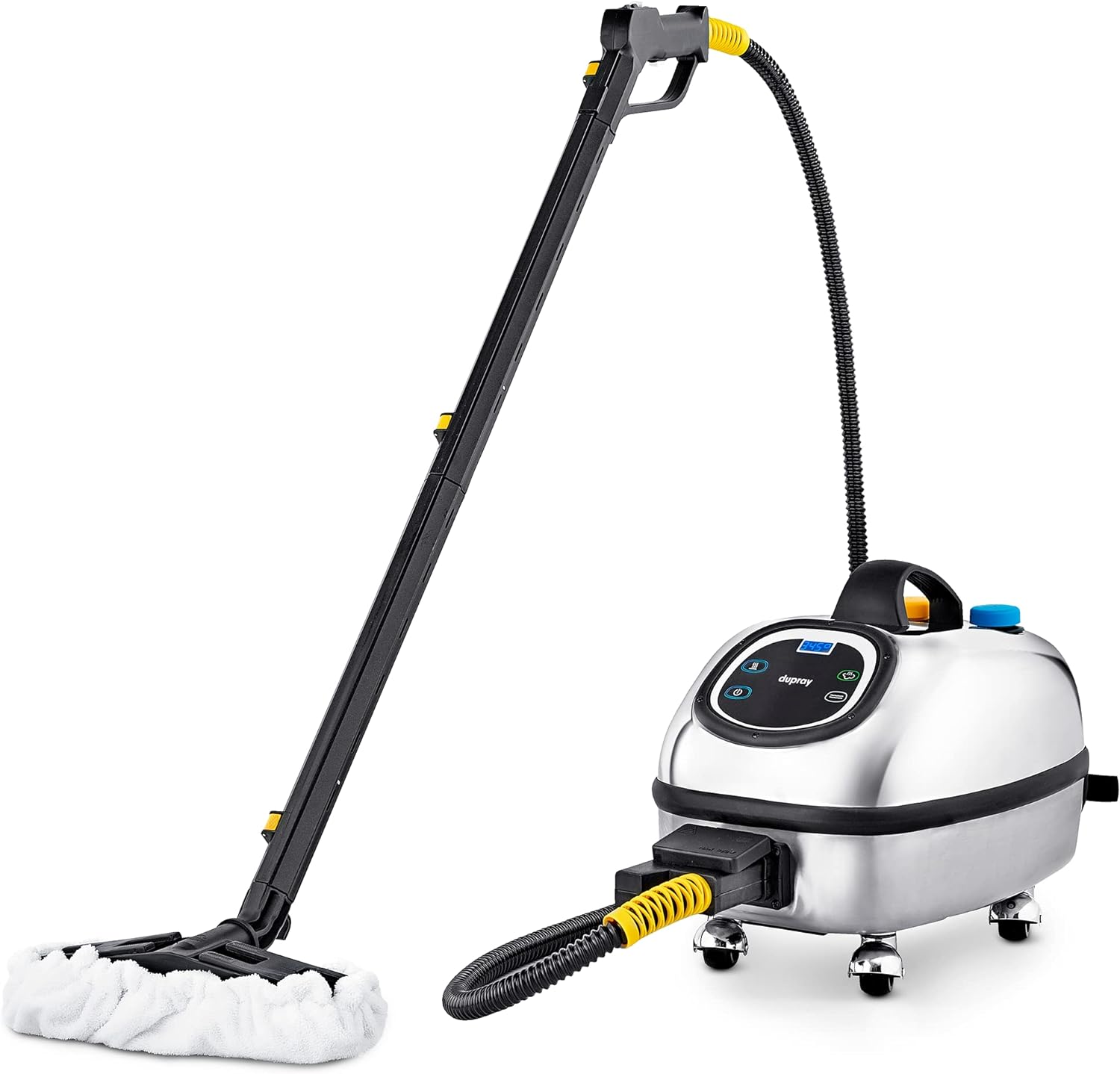 Dupray Hill Injection Commercial Steam Cleaner For Hard Floor - Refillable Heavy Duty, Commercial Steamer with Detergent Option, Silver