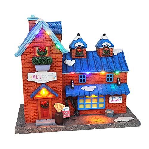 Christmas Village Sledding Down Hill - Lighted Musical Snow Village with 8 Animated Kids Going Down The Mountain