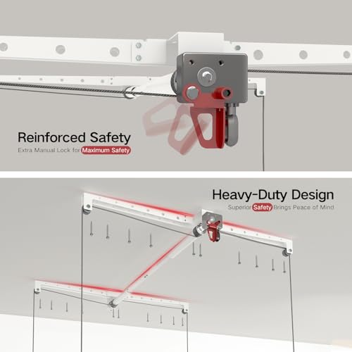 Overhead Garage Storage Rack, Heavy-duty 4x4 FT Ceiling Storage Racks with Safety Lock