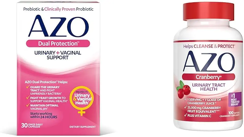 AZO Dual Protection | Urinary + Vaginal Support* | Prebiotic Plus Clinically Proven Women's Probiotic | Starts Working Within 24 Hours | Non-GMO | 30