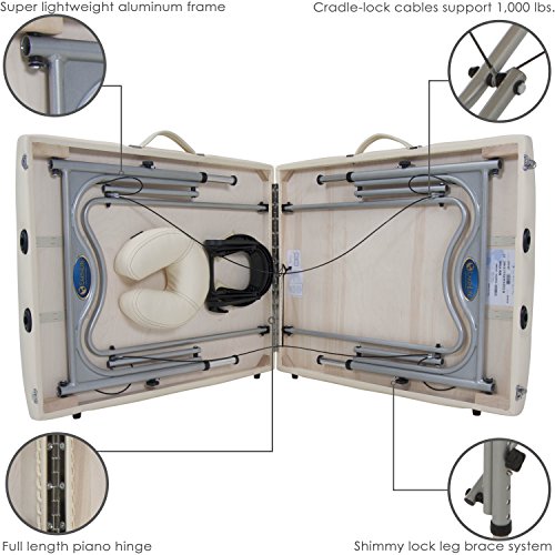 EARTHLITE Portable Massage Table LUNA - Ultra-Lightweight, Patented Aluminum Reiki Frame incl. Flex-Rest Face Cradle & Carry Case (29lb)