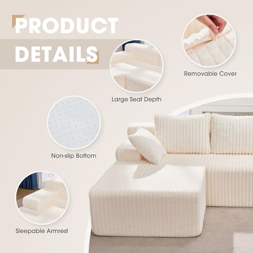 Modular Sectional Sofa Couches L-Shape Couch 3 Seat Modular Sofa Memory Foam Sectional Couches for Living Room