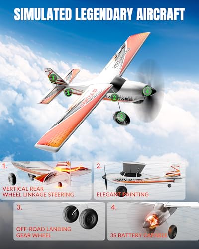 VOLANTEXRC RC Plane Trainer Sport Cub 4CH Remote Control Airplane with Prop Saver, 6-Axis Gyro Stabilizer & 3 Modes to Fly