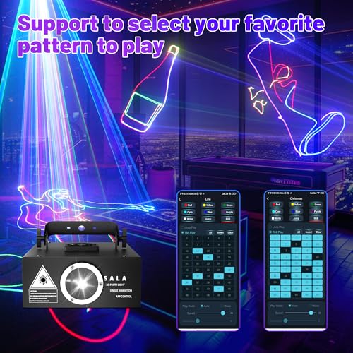 DJ Laser Light with App Control, 3D Animation Laser Projector for Party, Supports Custom Drawings, Text Playback, Personalized Programming
