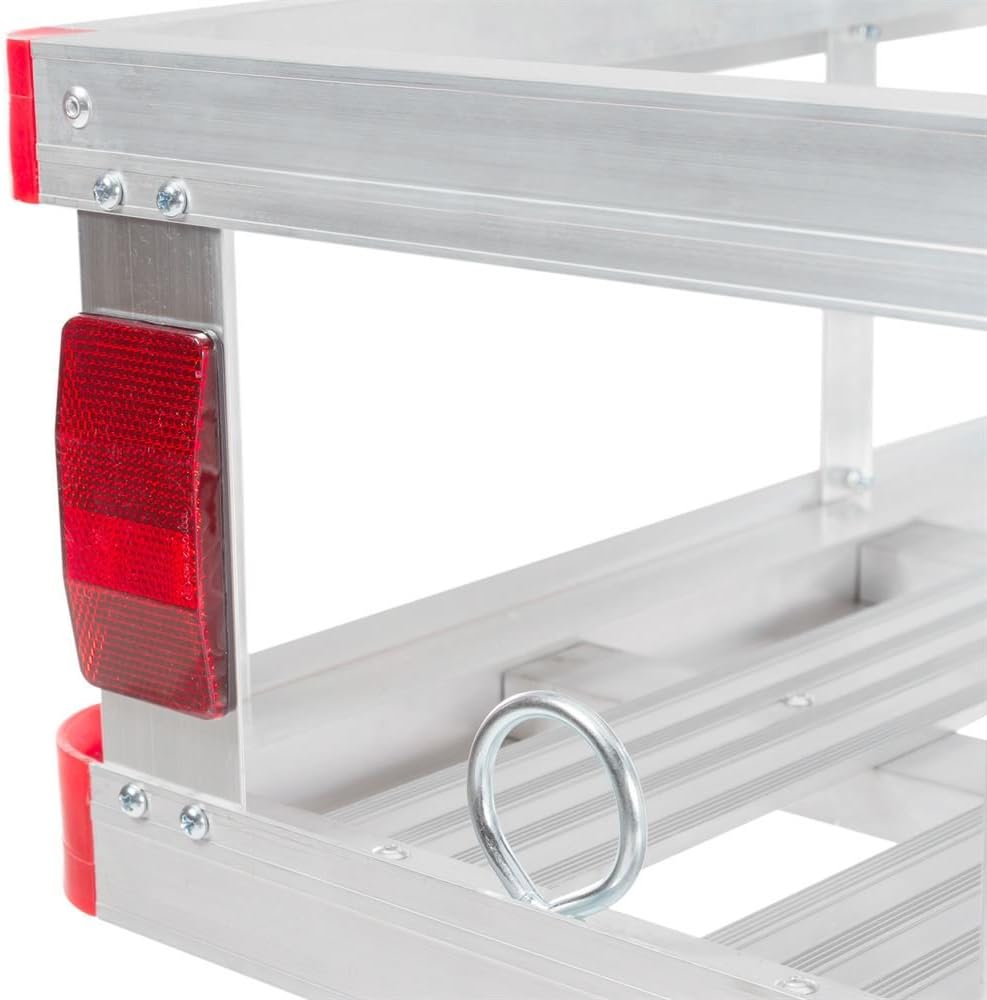 Silver Spring Aluminum Hitch Cargo Carrier Utility Basket with Loading Ramp