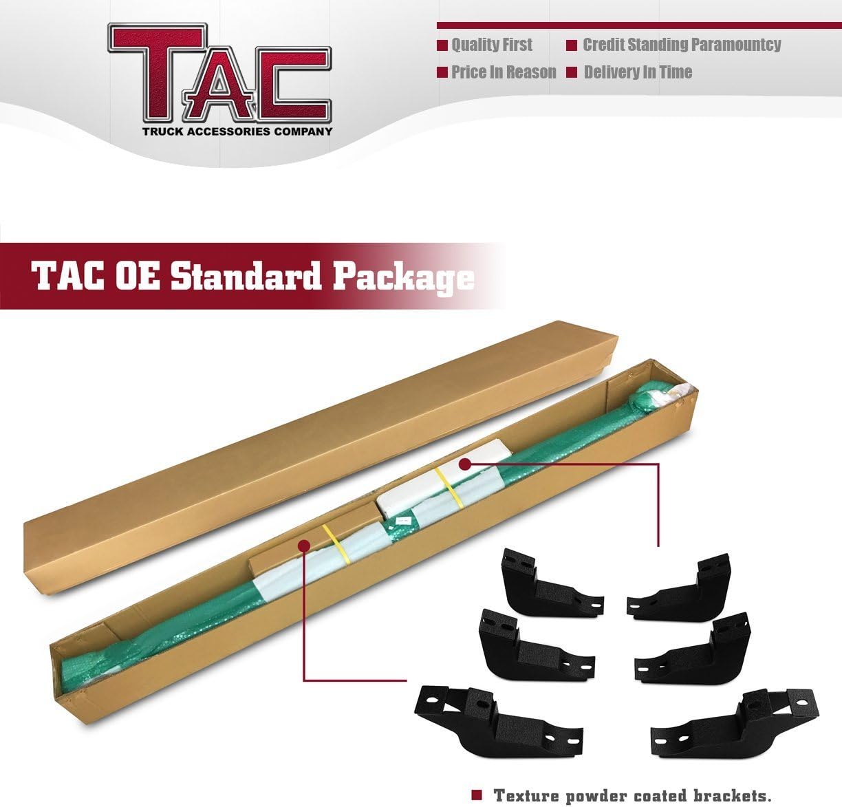 TAC Side Steps Fit 2005-2022 Toyota Tacoma Double Cab Truck Pickup 4 Oval Bend Texture Black Side Bars Nerf Bars Running Boards Exterior Accessories