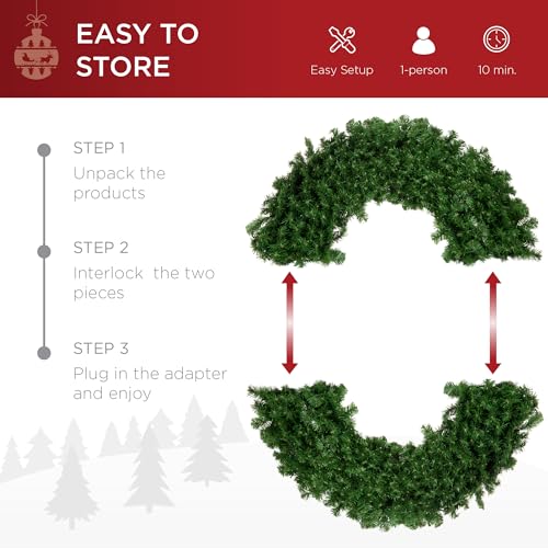 Best Choice Products 60in Large Artificial Pre-Lit Fir Christmas Wreath Holiday Accent Decoration w/ 300 LED Lights, 930 PVC Tips