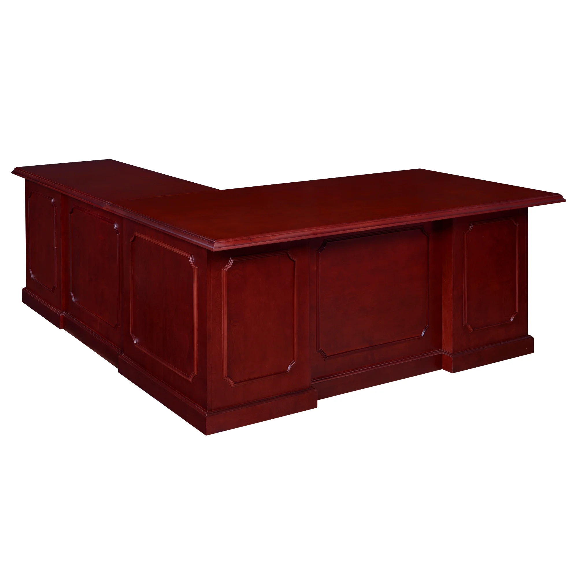 Regency Prestige 72 x 36 in. L Shape Desk with Double Pedestal Drawer Unit - Mahogany
