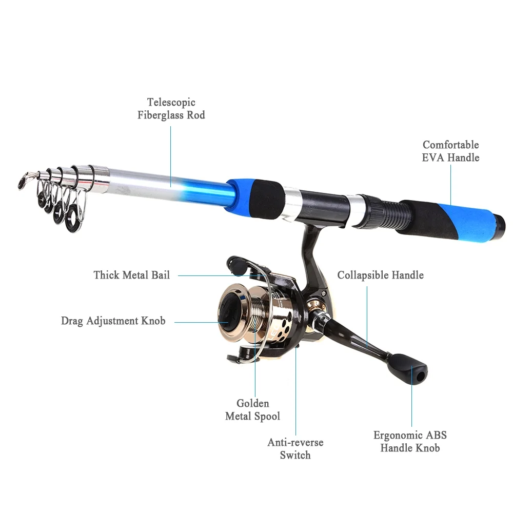 Lixada Fishing Rod Kit, Fiberglass Telescopic Fishing Pole, Professional Travel Fishing Pole Rod Set