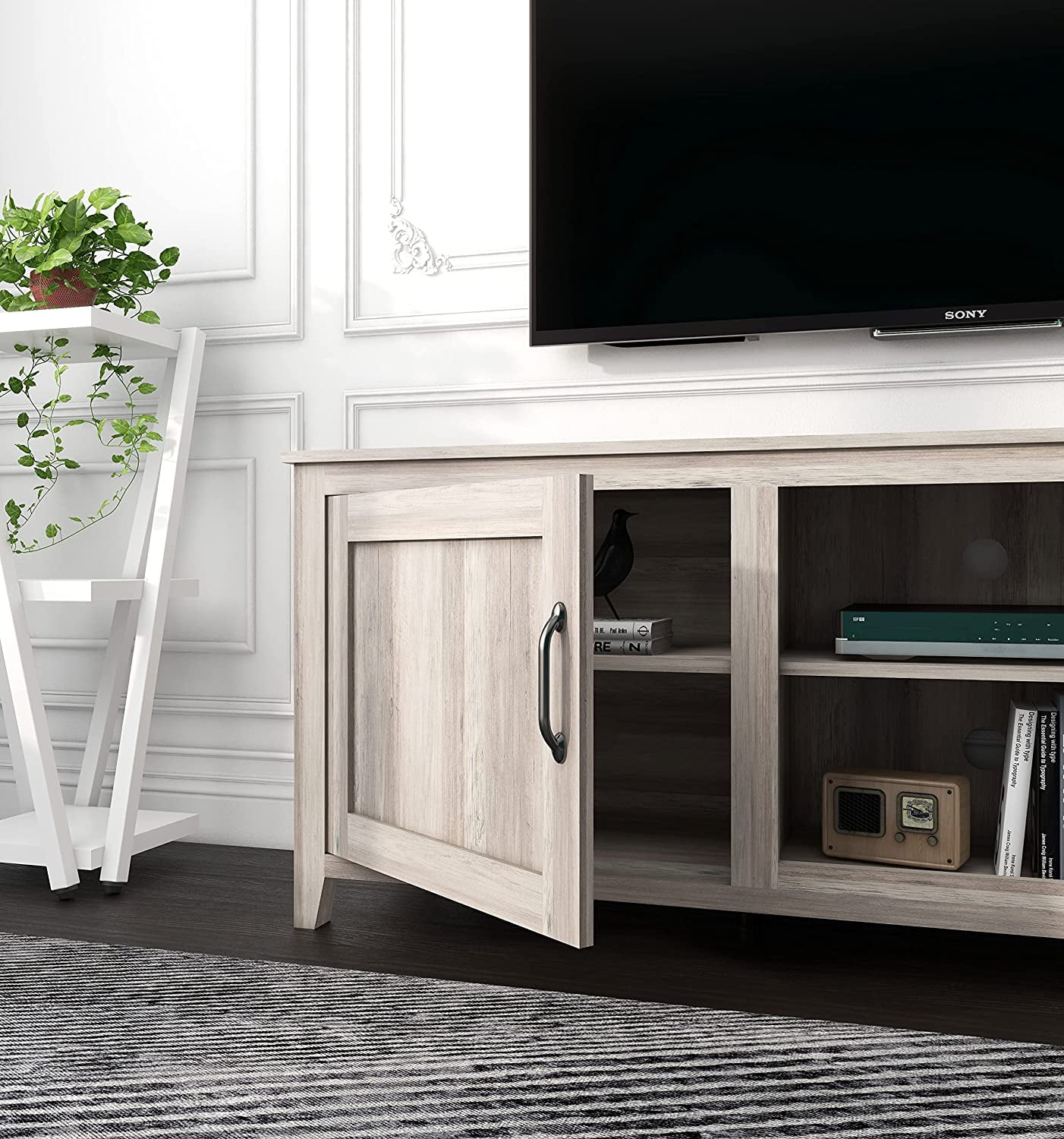 TV Stand for 80 75 70 inch TV, Large Television Stands with Barn Door, Farmhouse TV Stand with Storage