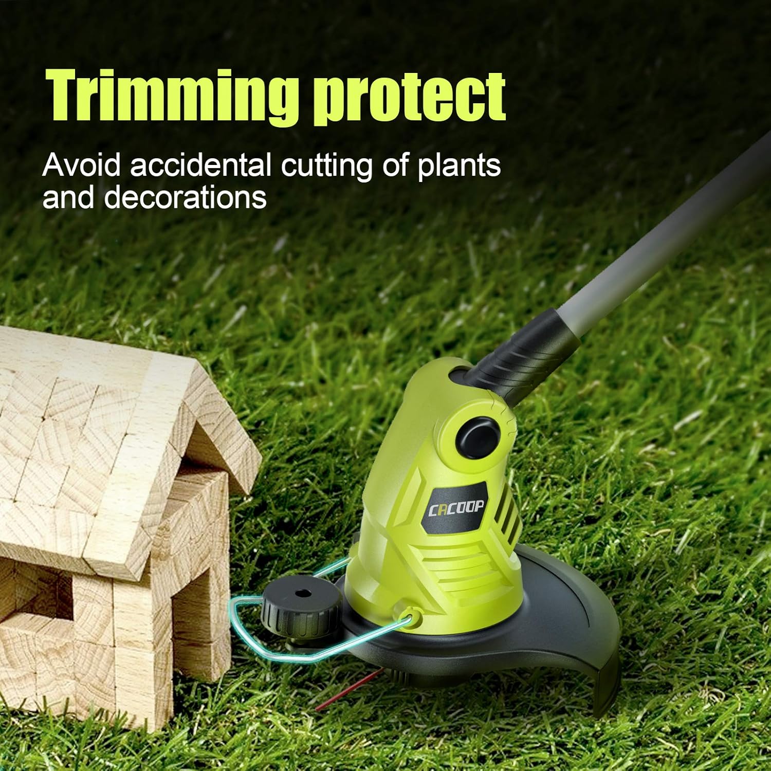 CACOOP 20V MAX Cordless String Trimmer/Edger with 4.0Ah Battery,Low DB Design,Lightweight & Portable & Stretchable Weed Grass Eater