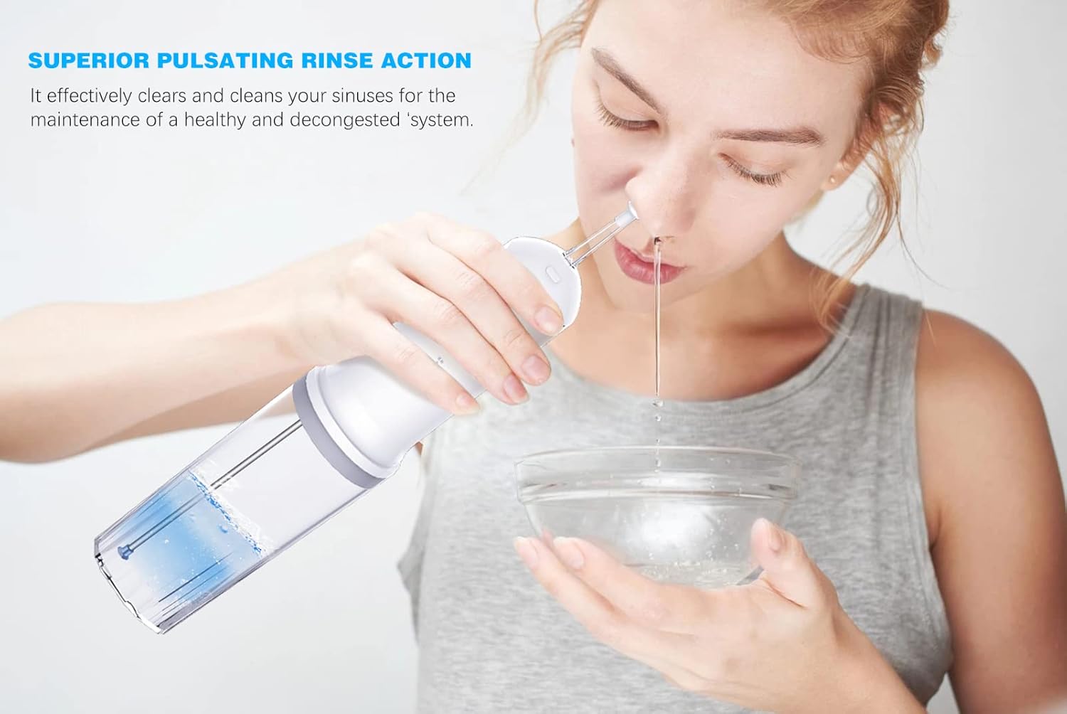 Nasal Sinus Irrigation System, Nose Wash Cleaner 4 Pressure Rinse Nasal Irrigation for Adult & Kid with 40 Nasal Wash Salt Packets
