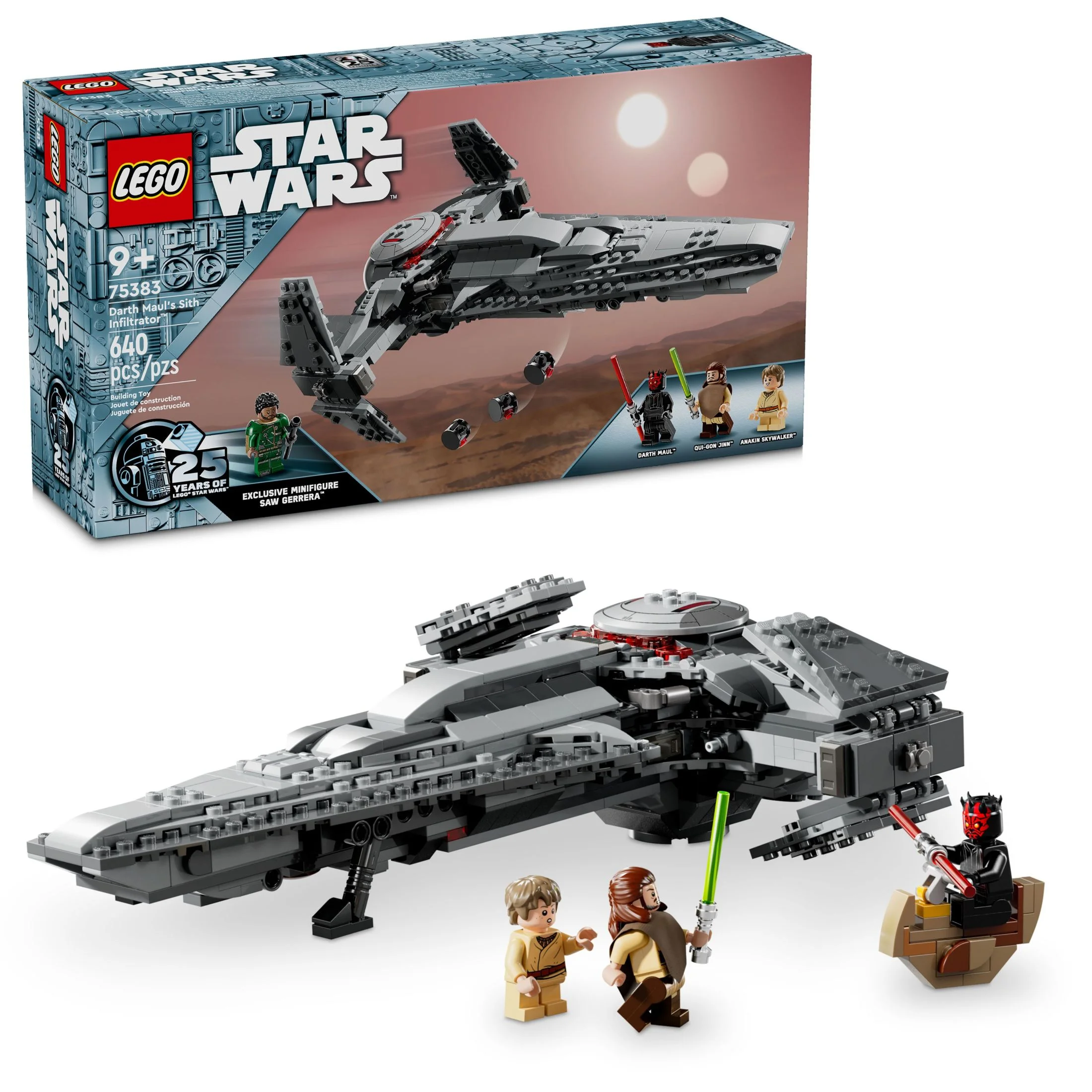 LEGO Star Wars: The Phantom Menace Darth Maul's Sith Infiltrator, Starship Toy, Includes Qui-Gon Jinn, Darth Maul, Anakin Skywalker