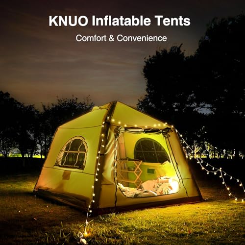 2025 Upgraded Waterproof Inflatable Camping Tent, Large Blow-Up Air Tent, No Assembly Needed Luxury Glamping House, Oxford Fabric