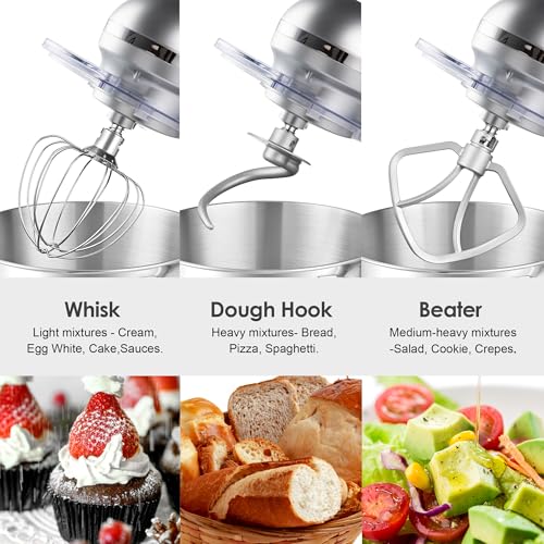 Aucma Stand Mixer,6.5-QT 660W 6-Speed Tilt-Head Food Mixer, Kitchen Electric Mixer with Dough Hook, Wire Whip & Beater (6.5QT, Black)