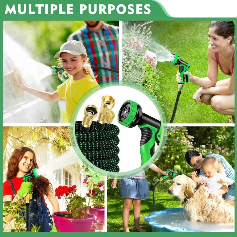 100FT Garden Hose,10 Function Spray, Durable, No-Kink Water Hose for Watering and Washing - Curated Treasures Market