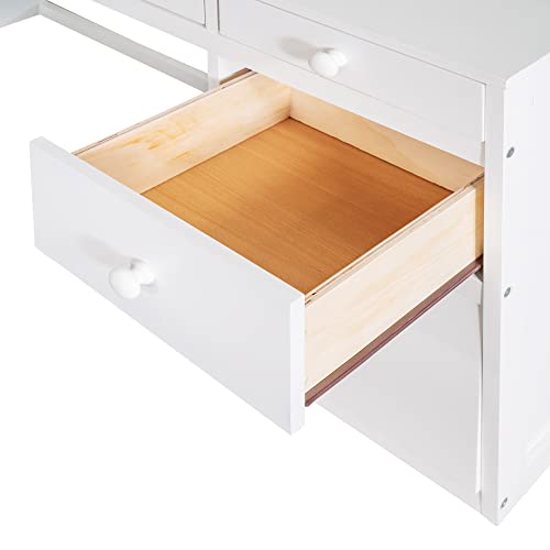 Harper & Bright Designs Full Size Loft Bed with Wardrobe and Desk, Solid Wood Loft Bed Frame with Storage, for Kids Teens Adults (Full Size, White)