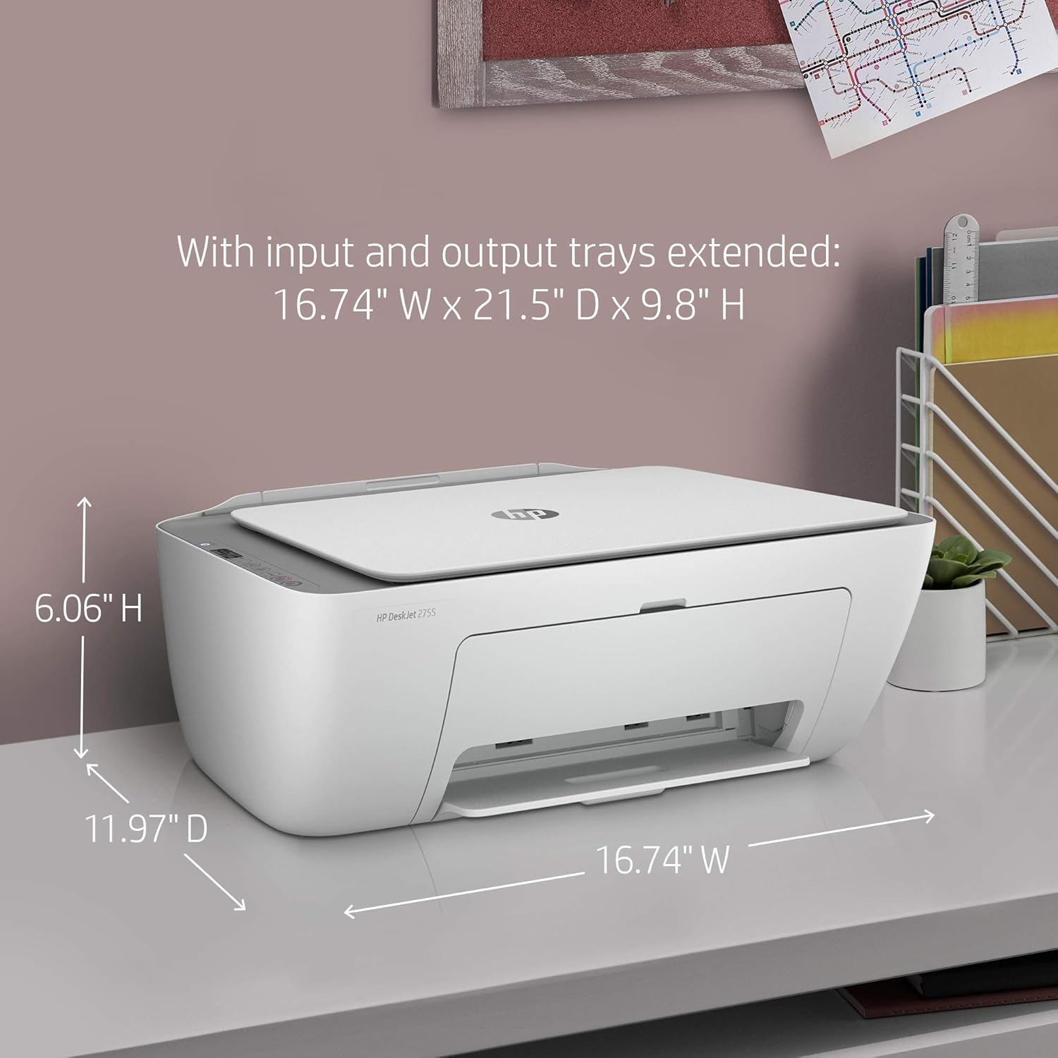 HP DeskJet 2755 Wireless All-in-One Printer | Mobile Print, Scan & Copy | HP Instant Ink Ready (3XV17A) (Renewed) Pack of 2