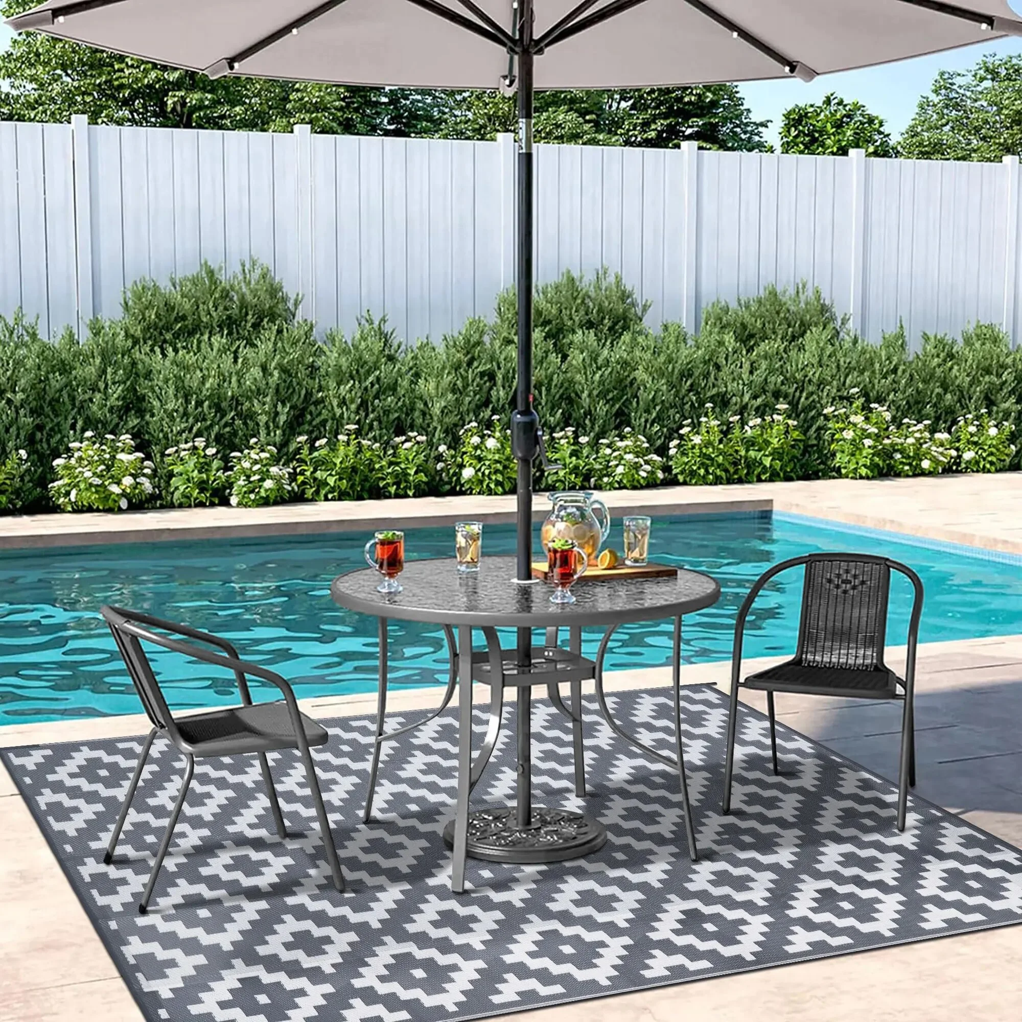 BERTHMEER Outdoor Rugs on Sale Clearance 6'x9' Waterproof Area Rugs Patio Rugs Plastic Straw Rugs Camping Rugs, Porch,Deck Rugs