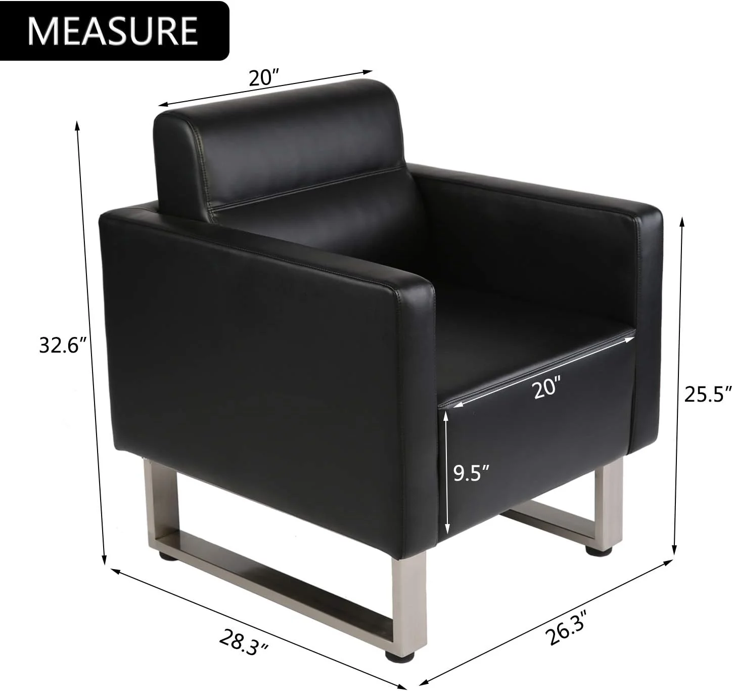 Office Guest Chairs Modern Waiting Room Office Reception Lobby Modern PU Leather Club Collection Occasional Chair Home Arm Chair Sofa Seat Furniture