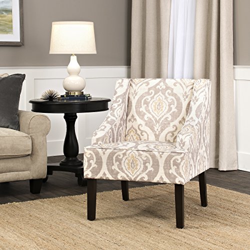 HomePop Velvet Swoop Arm Accent Chair, Suri Blue