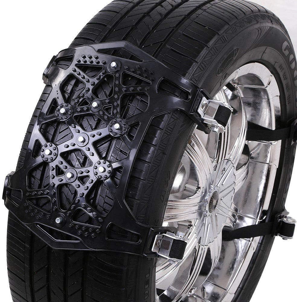 Anti Skid Snow Tire Chains, 6pcs Universal Adjustable Emergency Traction Chains for 165-275mm Tires Cars Trucks