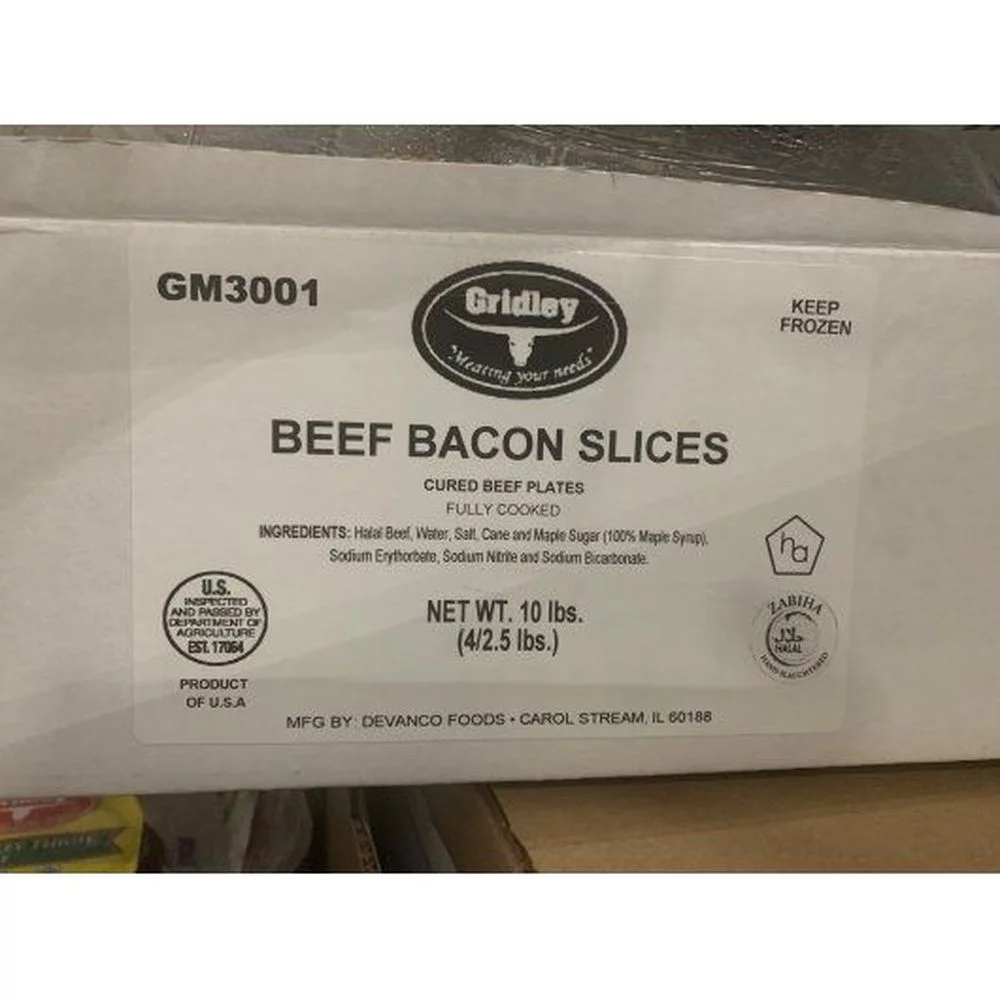Devanco Foods Sliced Halal Beef Bacon, 2.5 Pound -- 4 per case