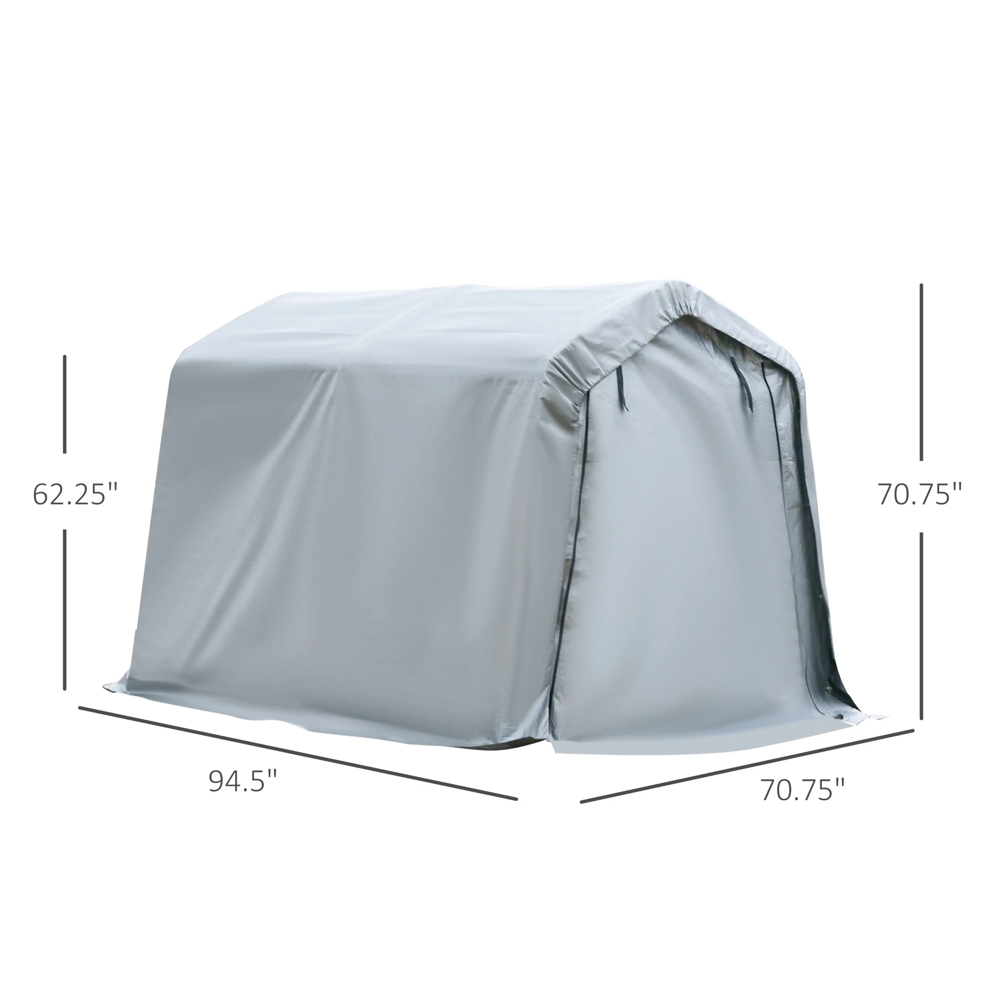Outsunny 6' x 8' Carport Portable Garage, Heavy Duty Storage Tent, Patio Storage Shelter w/ Anti-UV PE Cover and Double Zipper Doors
